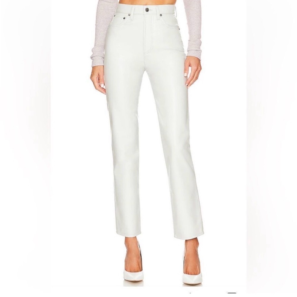 Agolde white faux leather 90s style high waisted jeans style pants 27